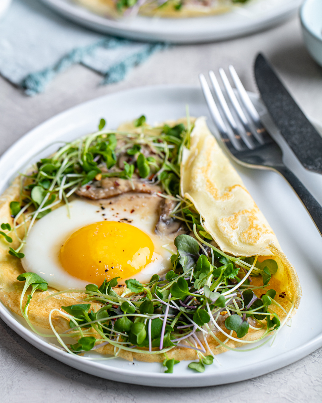 Mushroom & Egg Savory Crêpes