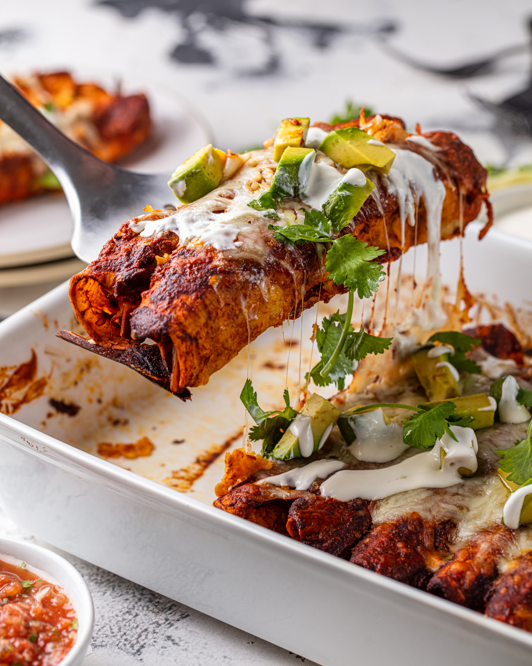 Red Chicken Enchiladas