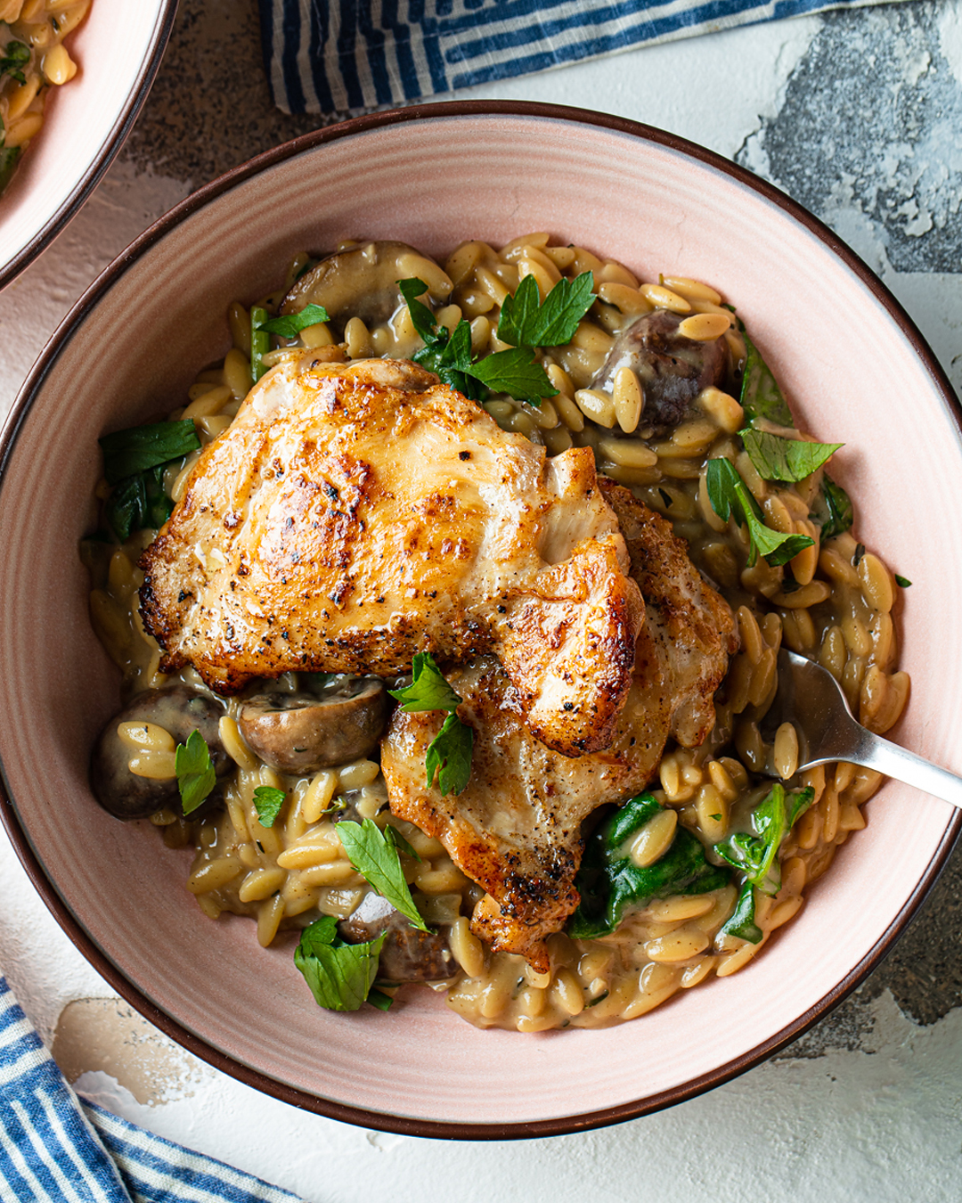 One-Pot Chicken & Creamy Mushroom Orzo