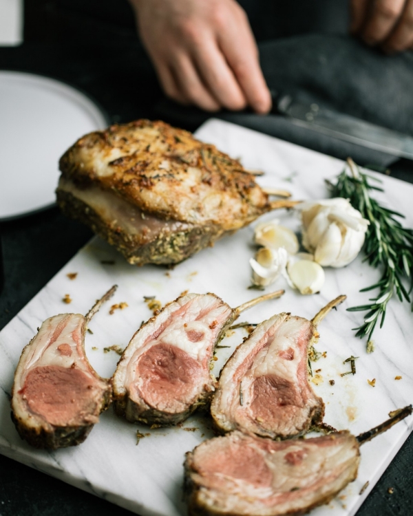 Garlic-Crusted Roast Rack of Lamb