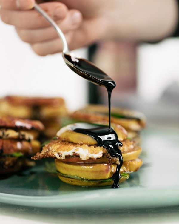 Fried Mozzarella & Peach Stacks with Chandon Rosé