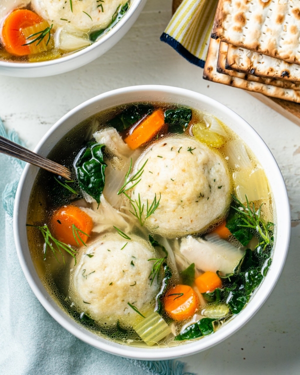 Kale and Herb Matzo Ball Soup