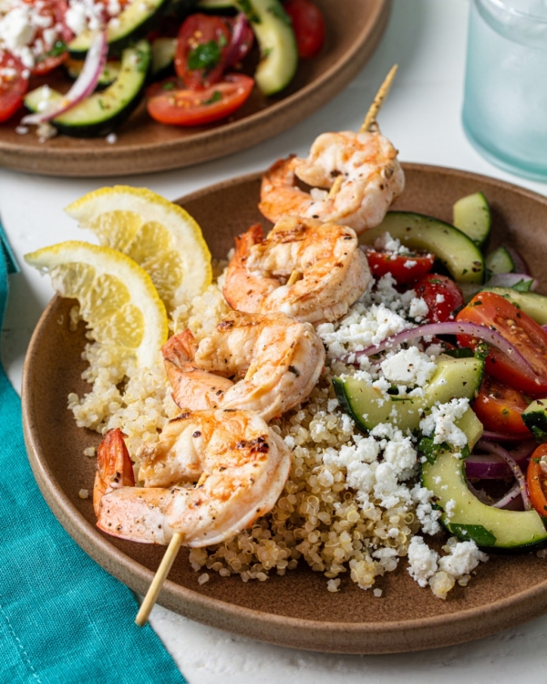 Mediterranean Grilled Shrimp Skewers Bowl 