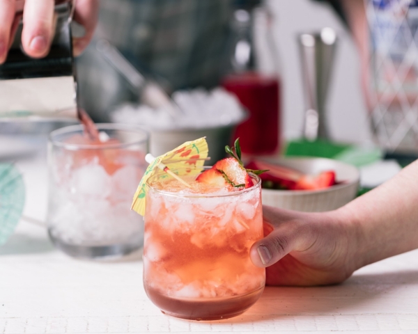 Strawberry Shrub & Rum Cocktail